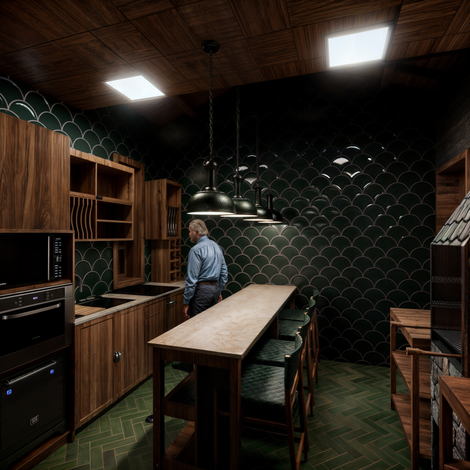 Double kitchen, modern and traditional