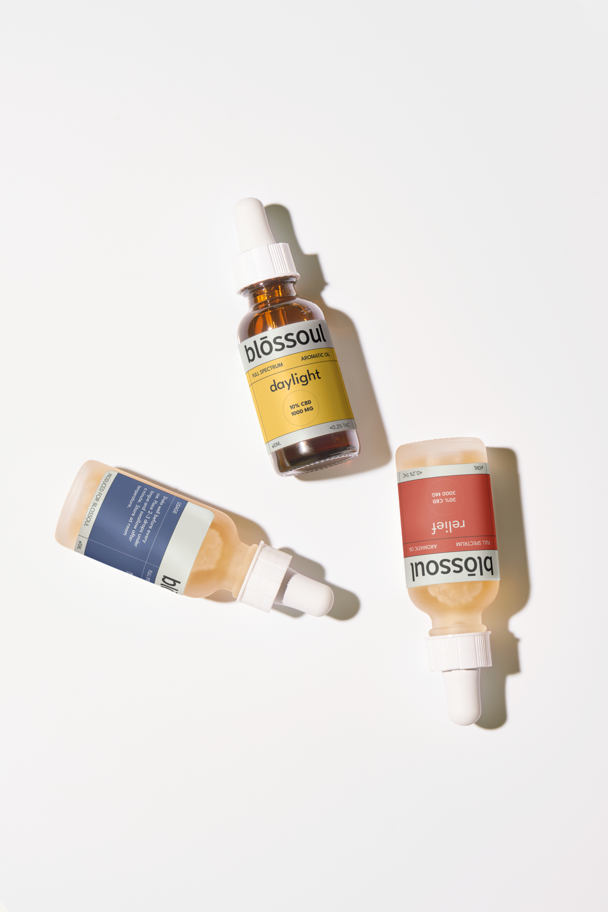Cannabis oil line for wellness with time-of-day-tailored products and calming packaging