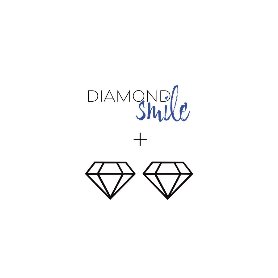 words that say diamond smile with a plus symbol and a vector image of two diamonds