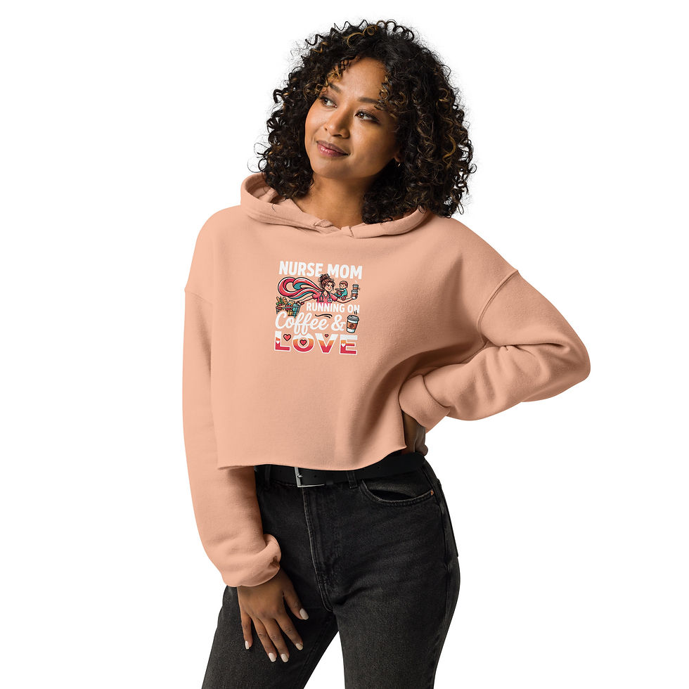 Thumbnail: Nurse Mom Coffee & Love Crop Hoodie