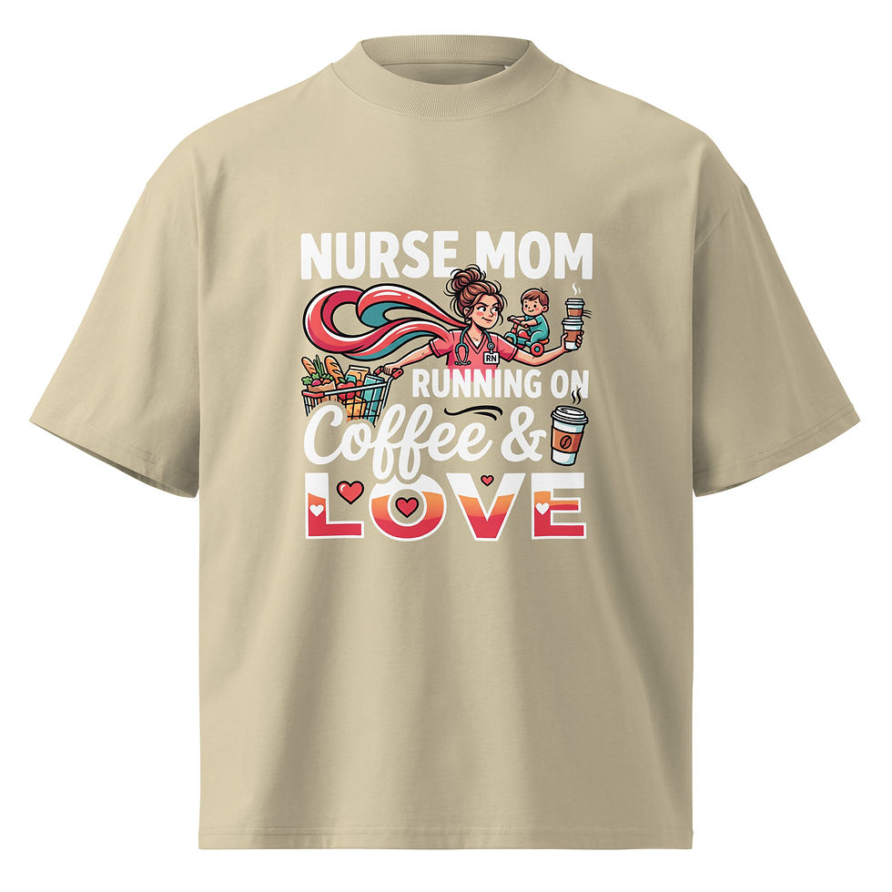Thumbnail: Nurse Mom Coffee & Love Unisex organic oversized high neck t-shirt