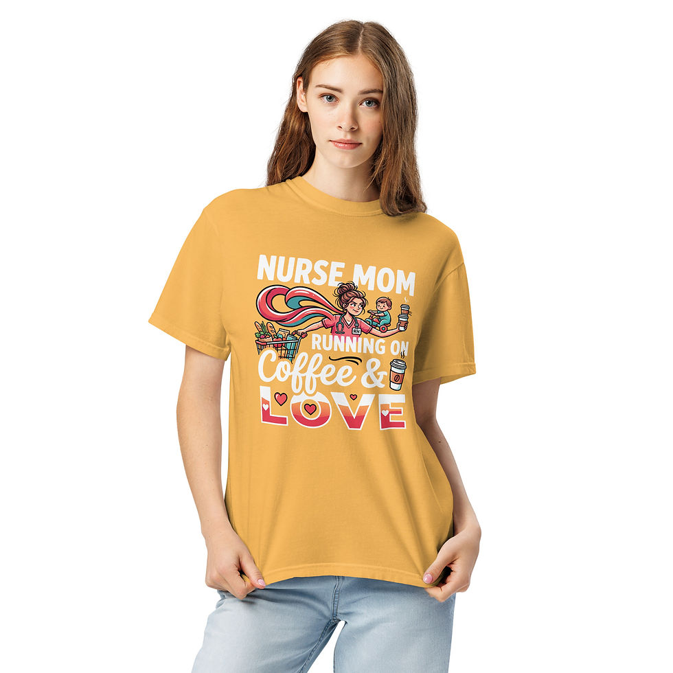 Thumbnail: Nurse Mom Coffee & Love- Unisex garment-dyed heavyweight t-shirt