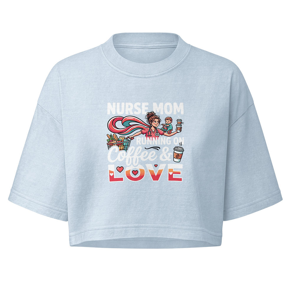 Thumbnail: Nurse Mom Coffee & Love -Women’s garment dye cropped tee