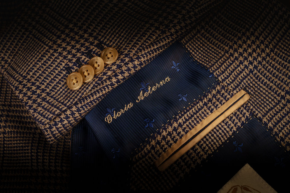 Detailed view of premium tailoring cloth highlighting material quality used by bespoke outfitters