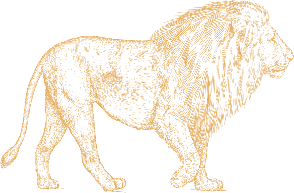 Heraldic lion emblem symbolising generational legacy and bespoke outfitters philosophy