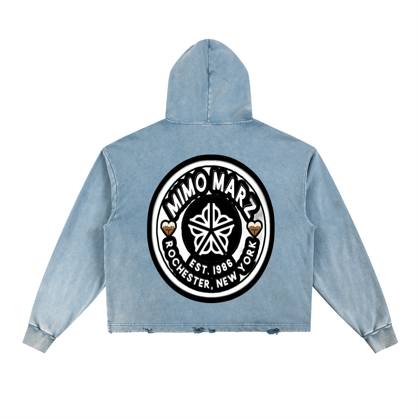 Stamp of Marz Vintage Washed Frayed Hoodie- Black