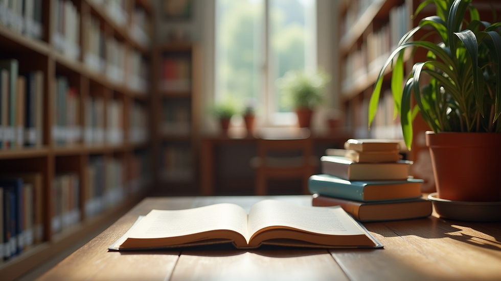 Eye-level view of a cozy tutoring space with books and learning materials