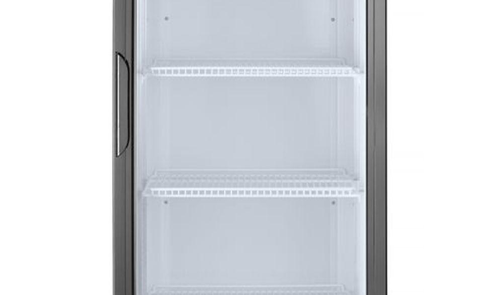 Eintüriger Kühlschrank mit hinterer Bar und hinterleuchteter Blende,