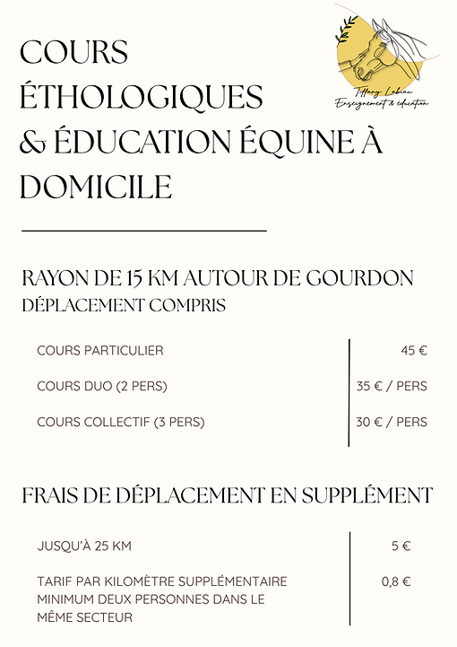 Plaquette tarifaire cours