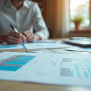 brainstorming with charts in a meeting