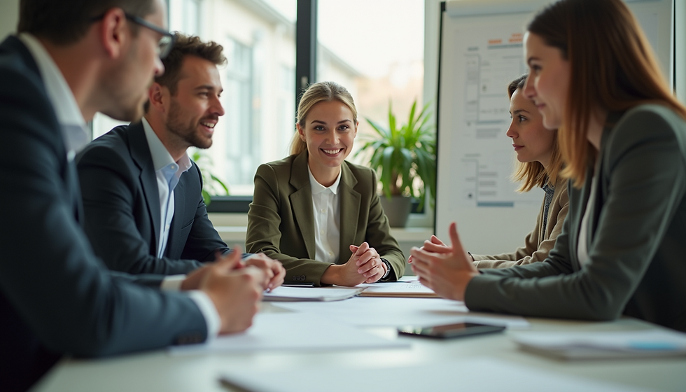 Business meeting showing client engagement