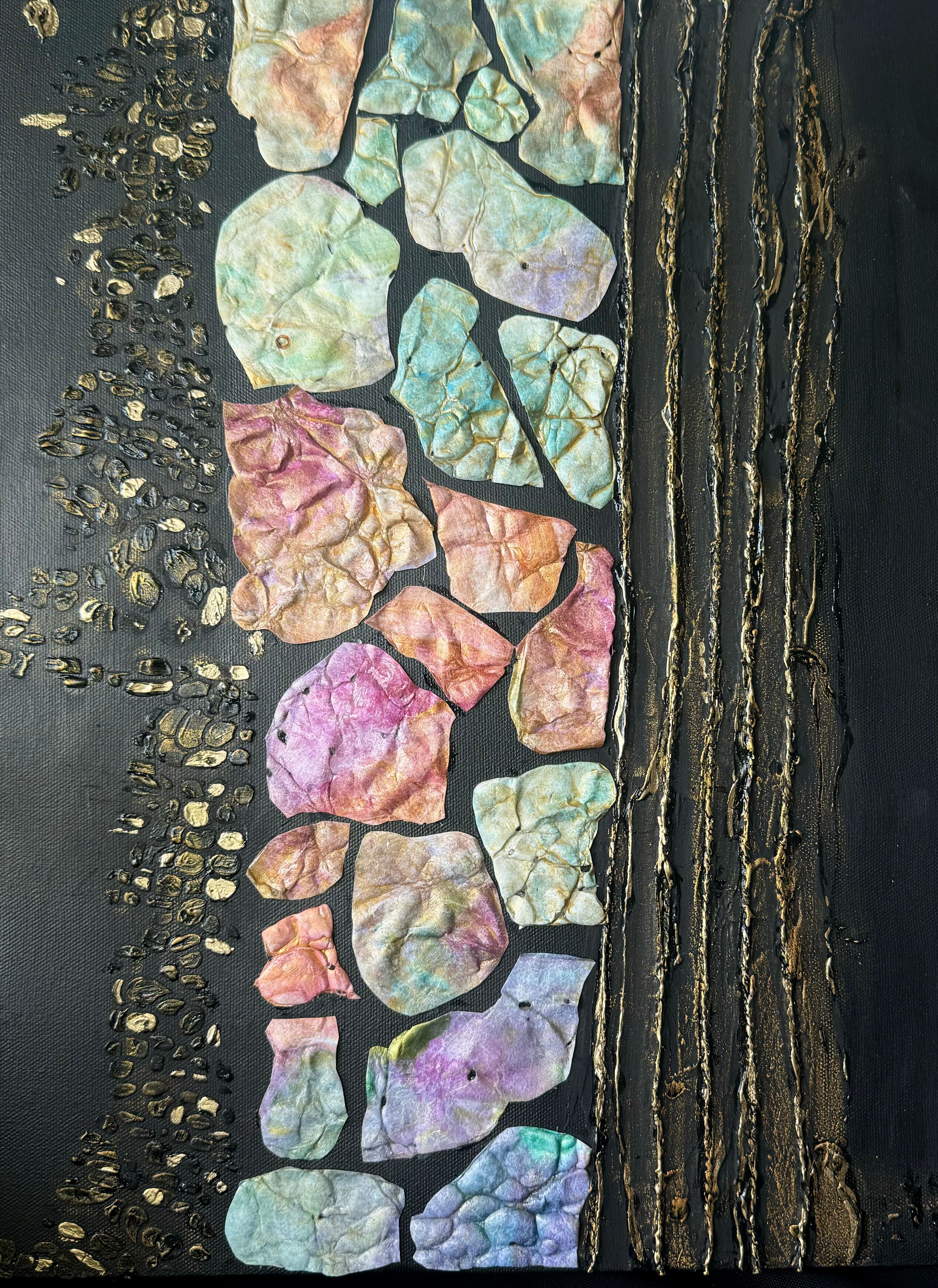 Sea Glass on Elba" mixed media canvas by artist PJ Schadler.