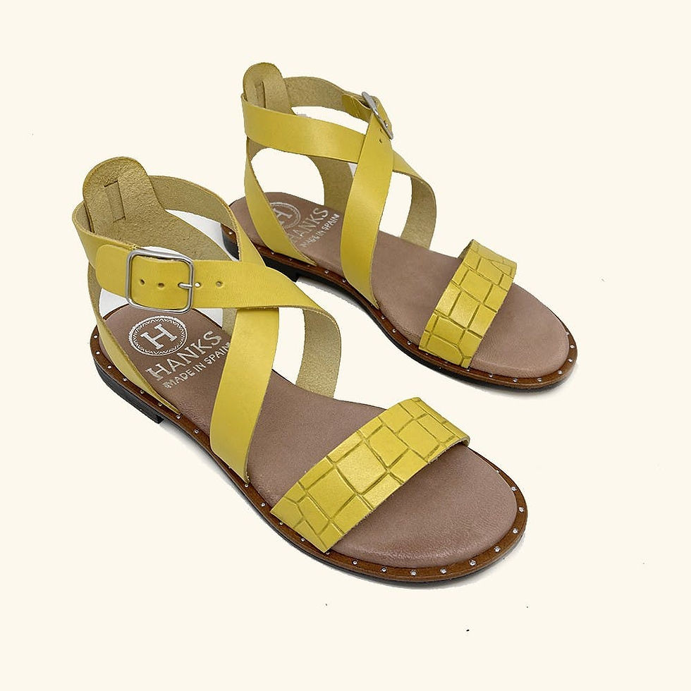 Miniature : HANKS BRAND -SANDALES PLATES MICONOS CUIR ALMARILLO