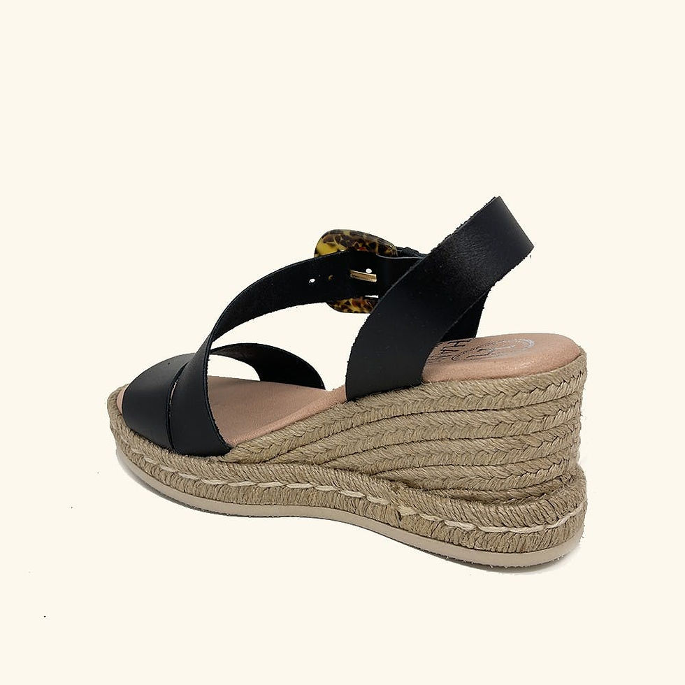 Miniature : HANKS BRAND -SANDALES  CUÑA  MARMARIS CUIR NERO