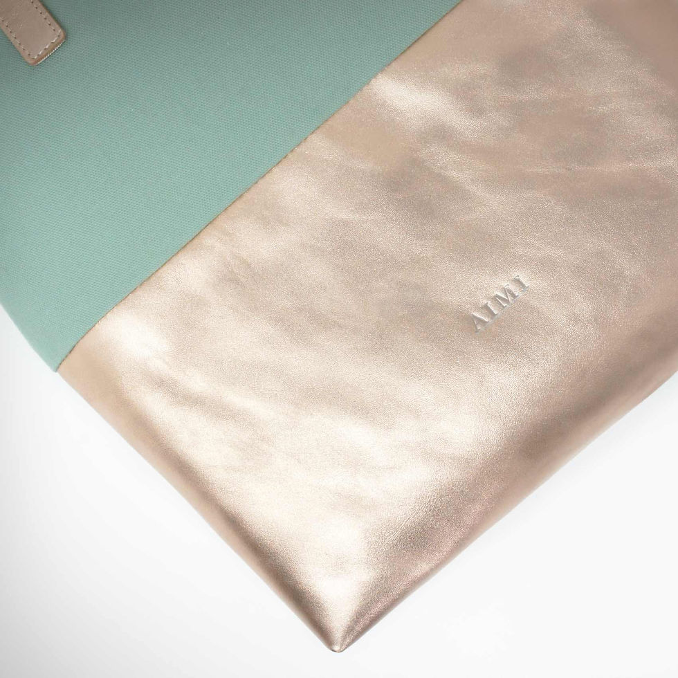 Miniature : AIMI- Mika sac  à épaules Cuir RoseGold Jade -Tissu Japonais