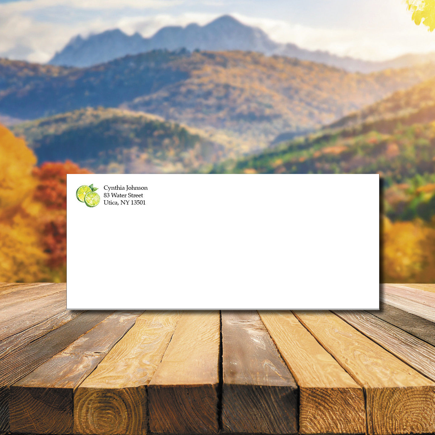 Envelope with your return address printed (Lime)