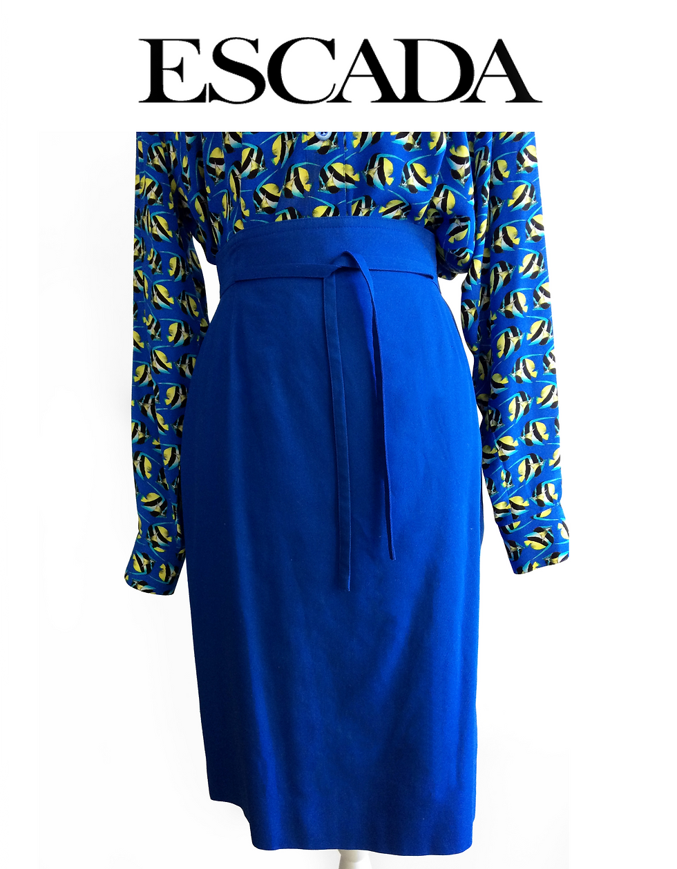 Thumbnail: Vintage ESCADA Margaretha Ley High Waisted Belted Fully Lined Skirt