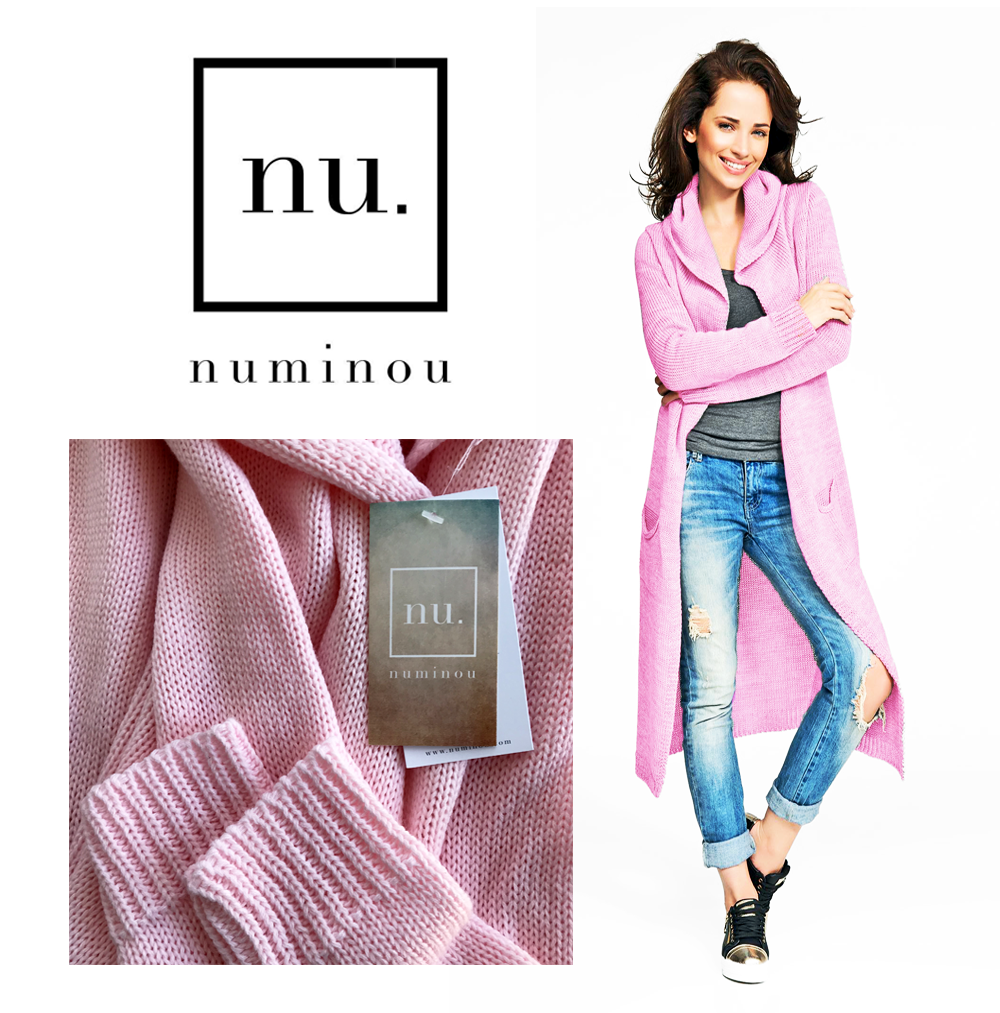 NU Numinou Pink Oversized Hooded Longline Designer Cardigan