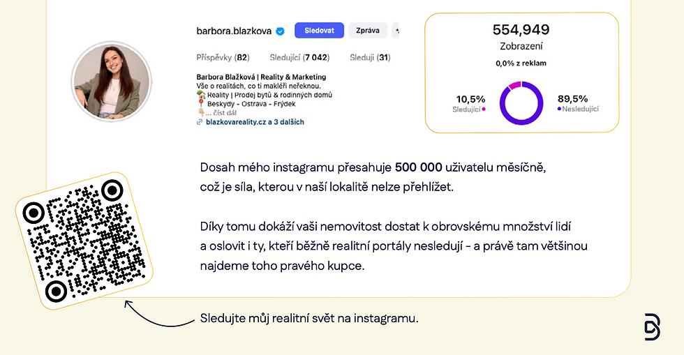 Ukázka sociálních sítí Instagramu Barbora Blažková reality