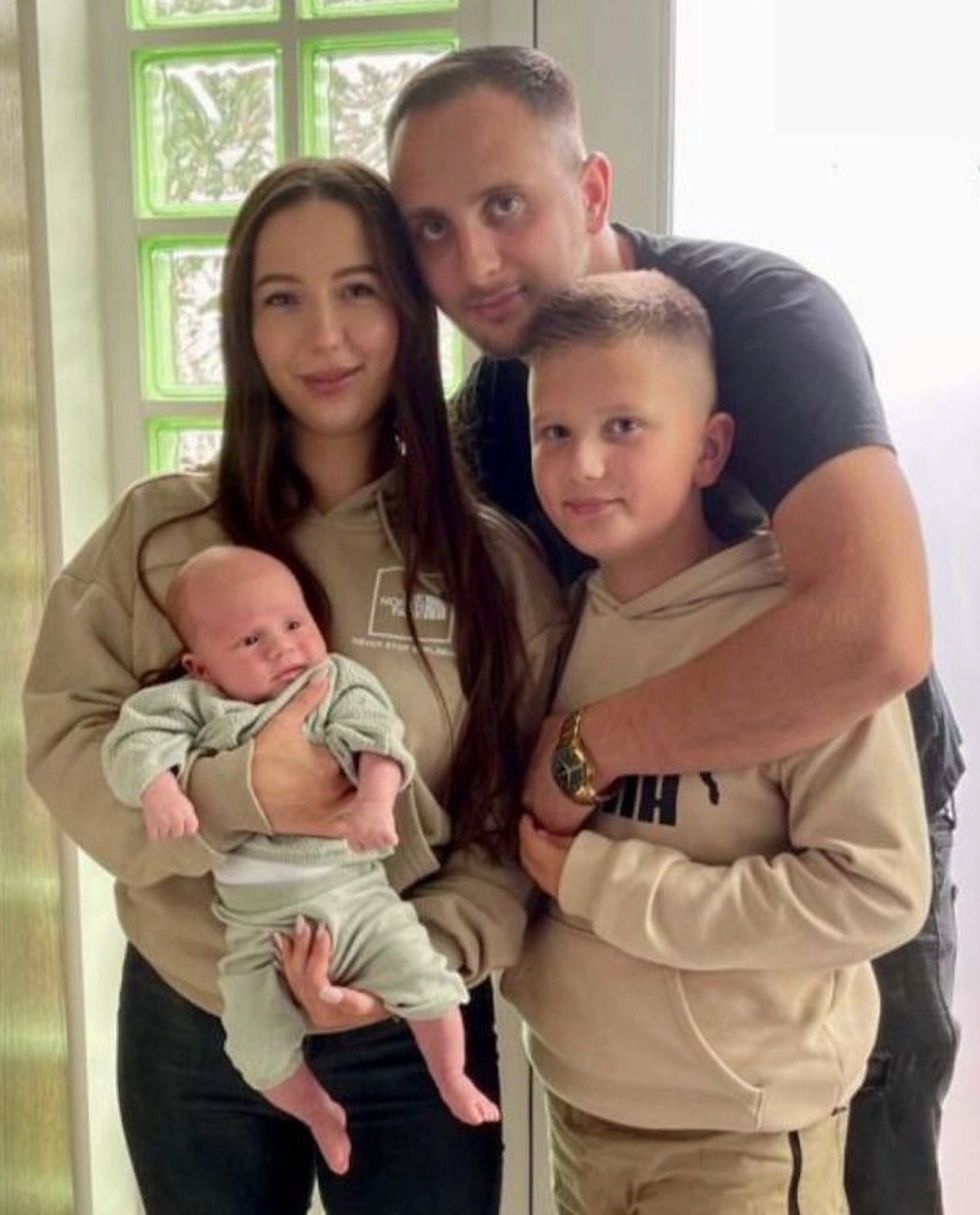 Family of four with children