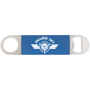 Thumbnail: 1 1/2" x 7" Laserable Leatherette Bottle Opener w/Silicone Grip