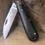 Miniaturbild: Braunes Micarta-Klappmesser, geöffnet, Messerteam Kalb