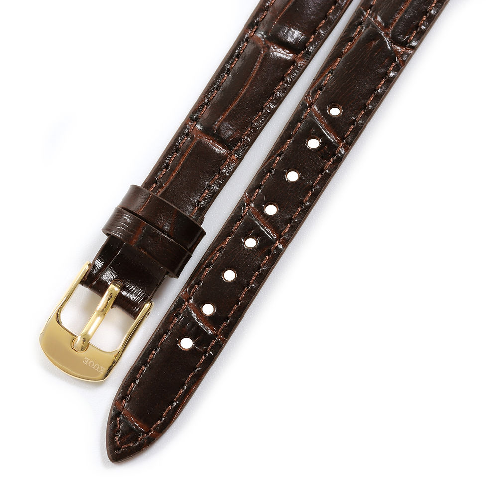 Thumbnail: 12 mm HOLBORN - Crocodile Embossed Leather Strap | Brown