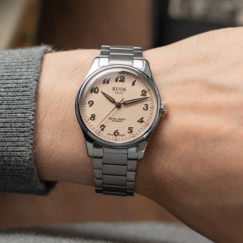 ROYAL SMITH 90-006 Breguet Numerals Silver Case Dusty Pink Dial