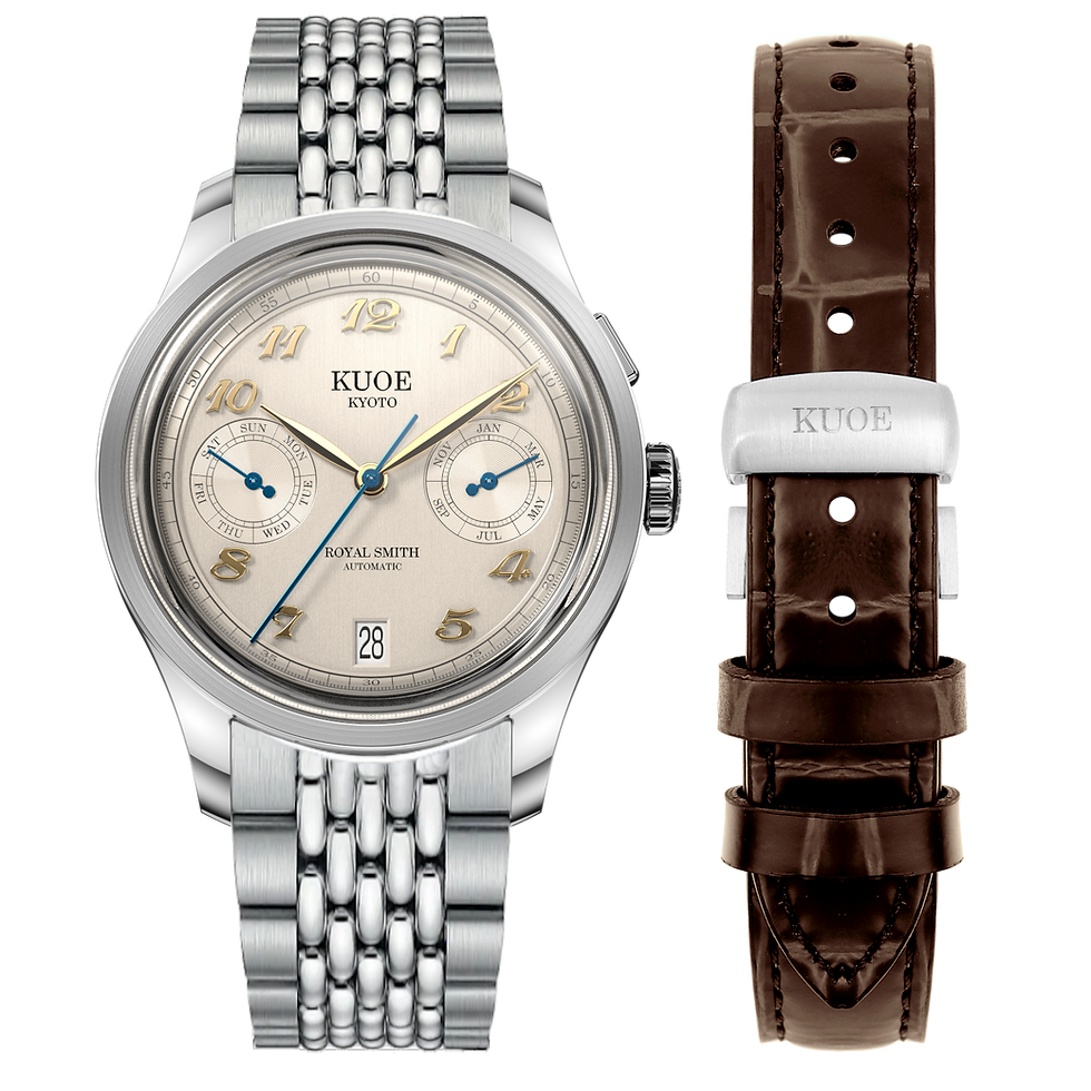 KUOE SMITH 90-010アイボリー×ヘアライン加工ダイヤル ROYAL SMITH 90-010 Automatic Ivory x Vertical Brushed Dial
