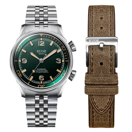 SOMBRERO 90-011, Green Linen Textured Dial, 20 BAR Water Resistant