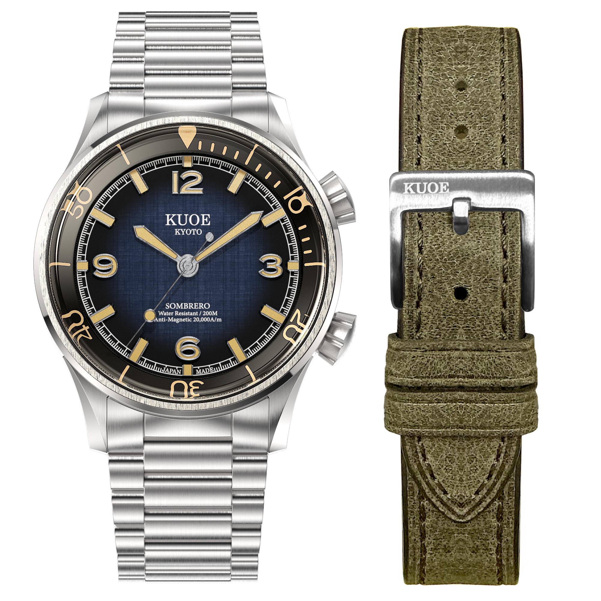 SOMBRERO 90-011 グラデーションネイビー 20気圧防水 リネン文字盤