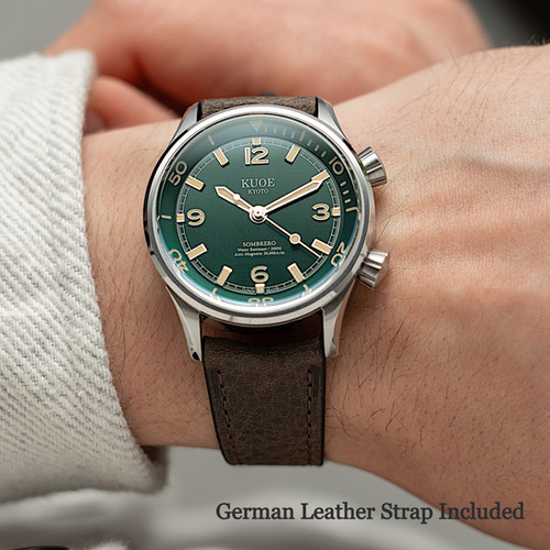 SOMBRERO 90-011, Green Linen Textured Dial, 20 BAR Water Resistant