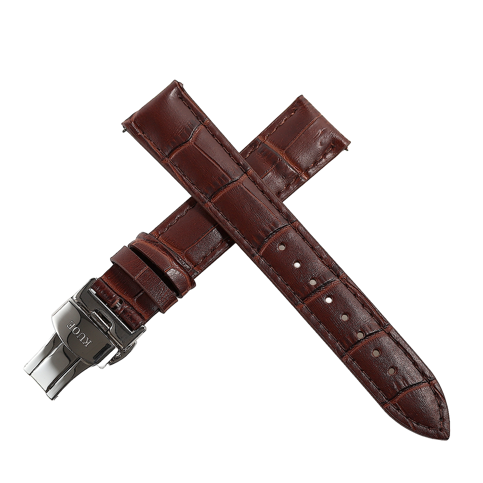 ★COURONNE★ Mugo Leather Chain Strap_RCAAX24141GDX Crocodile Embossed Leather Strap | Brown | Kuoe Kyoto Global