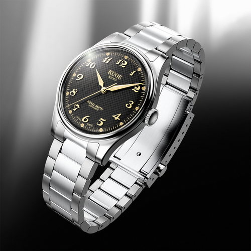 ROYAL SMITH 90-006 Breguet Numerals Silver Case Black Dial