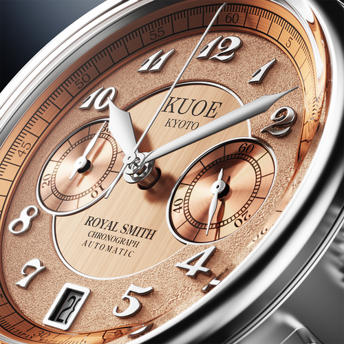  SMITH 90-012 自動巻き クロノグラフ サーモンピンク ブ ROYAL SMITH 90-012 自動巻き クロノグラフ サーモンピンク ブレゲ数字