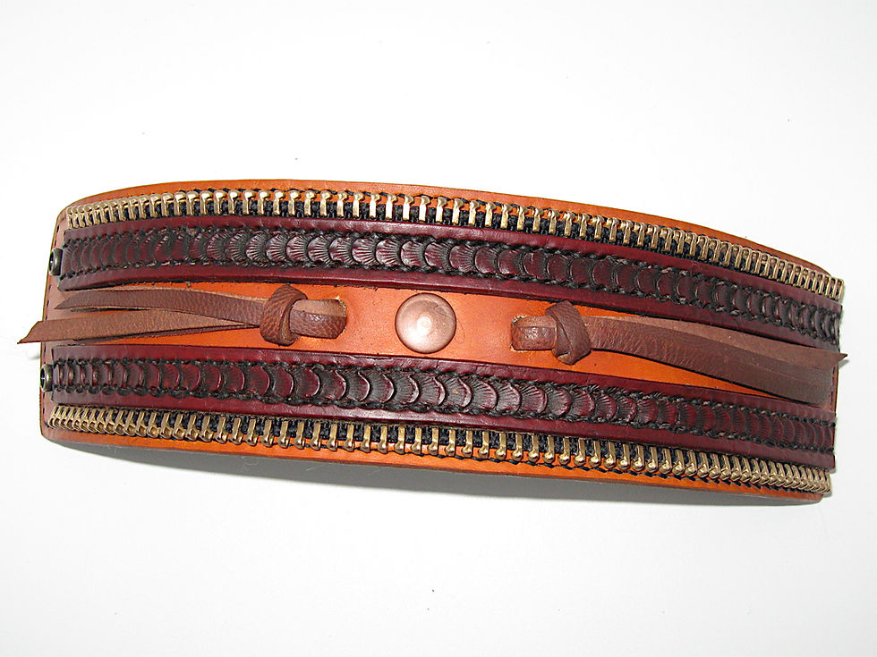 Thumbnail: Designer leather cuff , Steampunk leather cuff, Leather wrist cuff Stitched