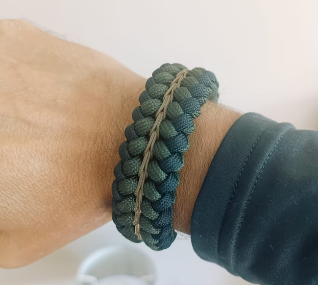 Thumbnail: Paracord bracelet with brass clasp, Trilobite Bracelet, Survival bracelet
