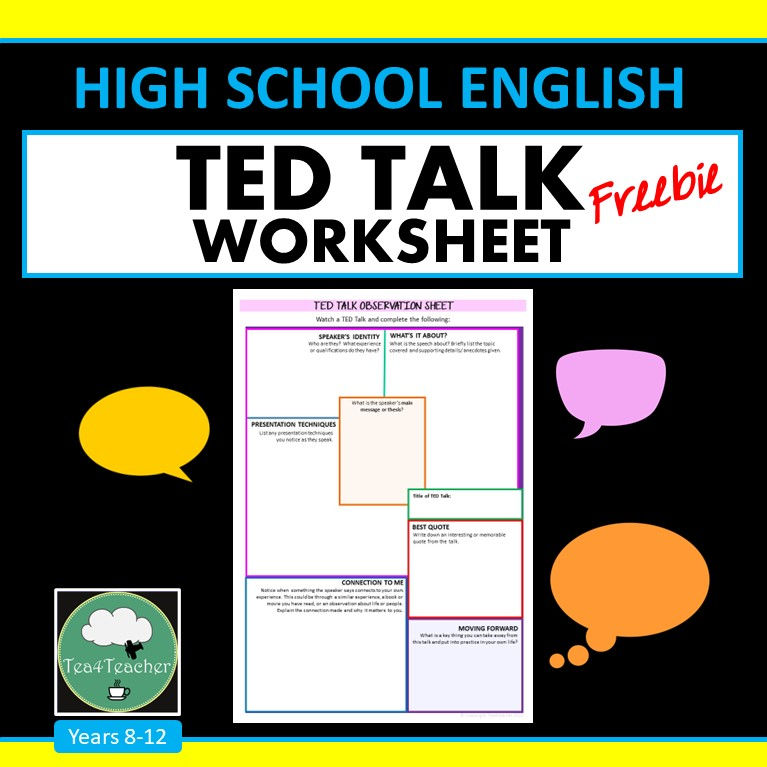 Ted Talk viewing worksheet for high school english