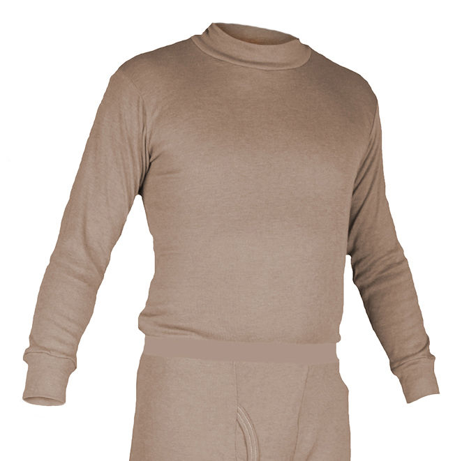 Thumbnail: A tan, fitted, fire retardant long-sleeve shirt