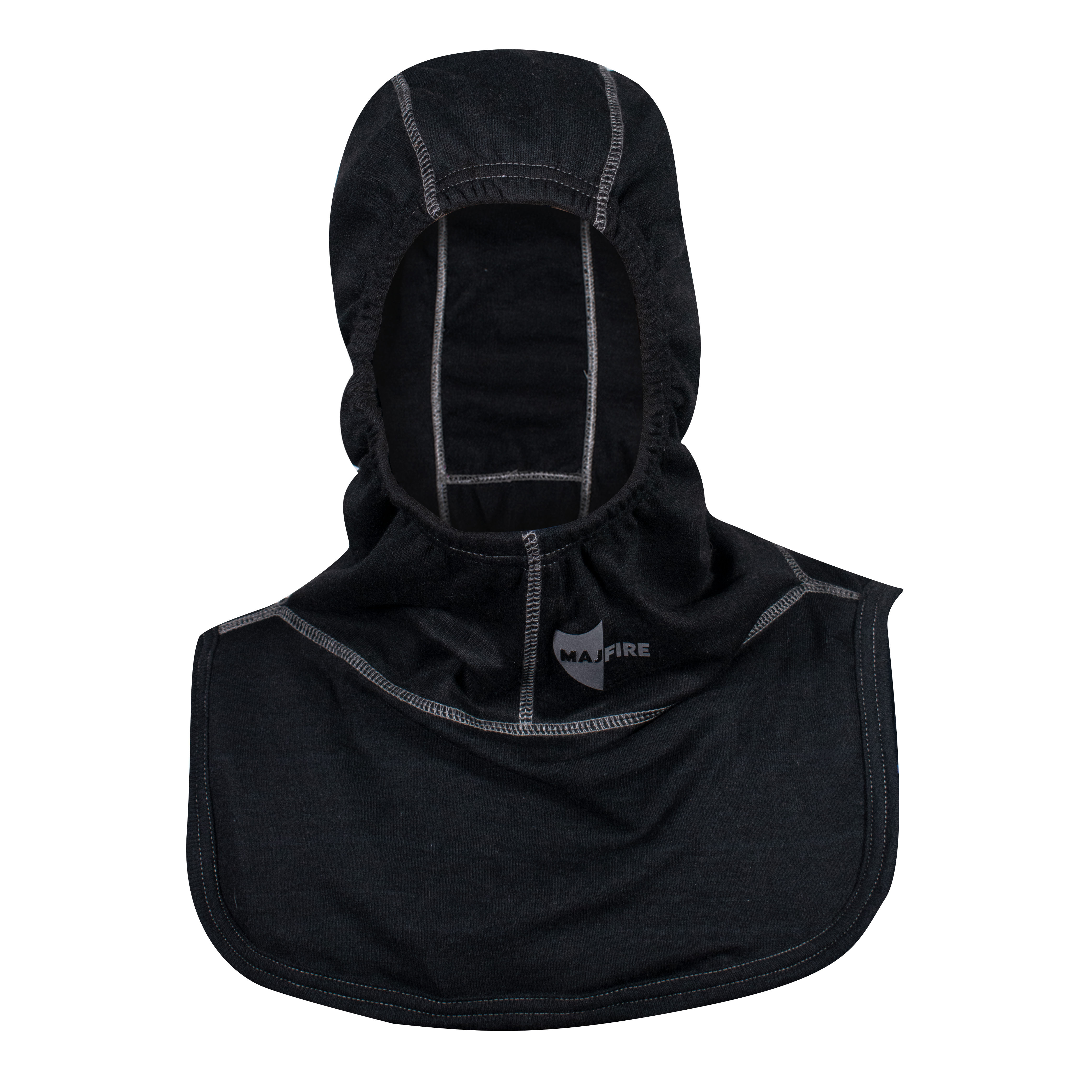 A black fire hood (front view)