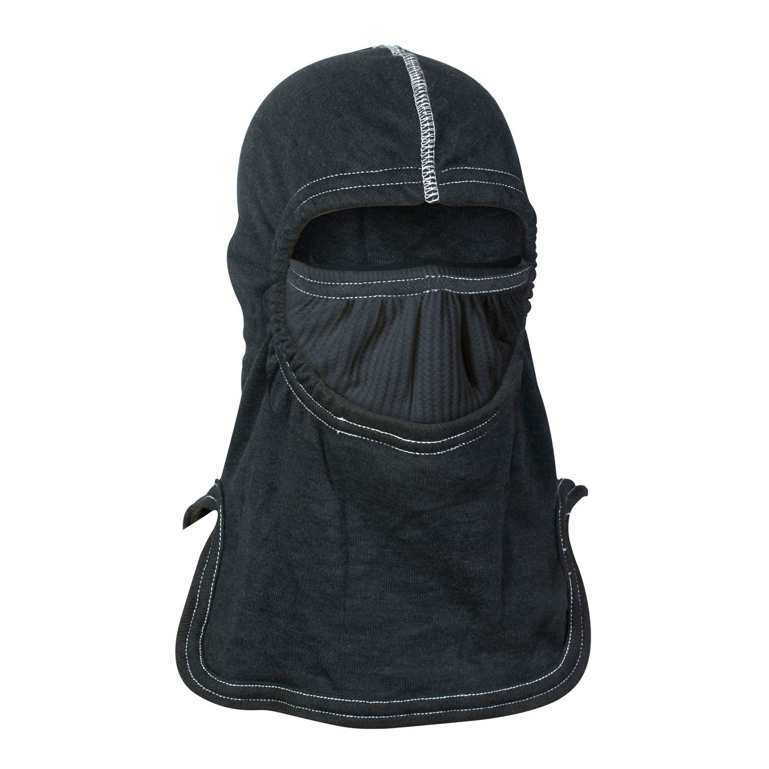 A black wildland hood with eye slit