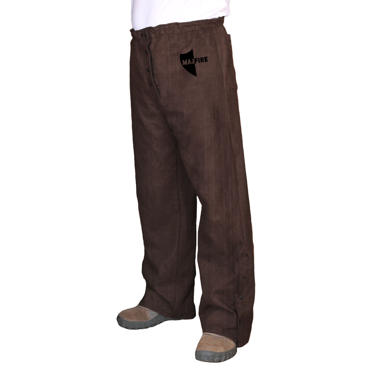 Woven pants for working with molten metal