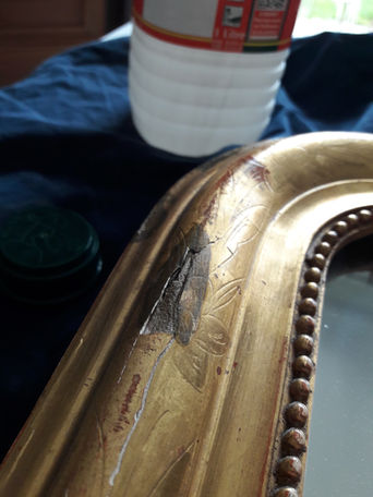 Restauration d'art tableau Yveline 78 Région Parisienne Paris Ile de France Miroir fin XIXème, 1m50x0m40 dorure restauration art moulure