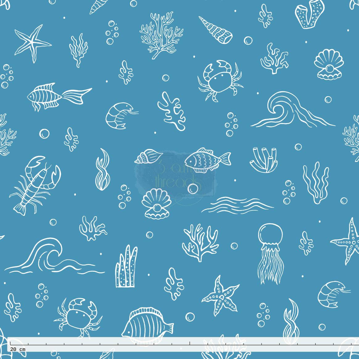 Ocean Lines - Minimalist Fabric Print