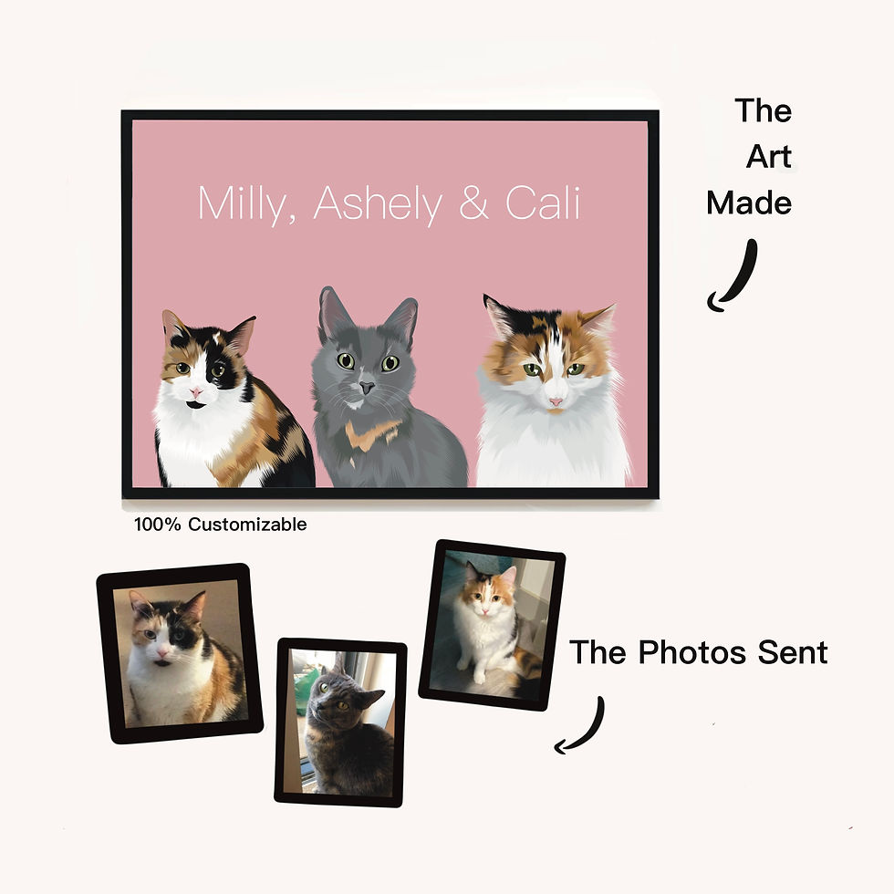 Triple Modern Pet Portrait