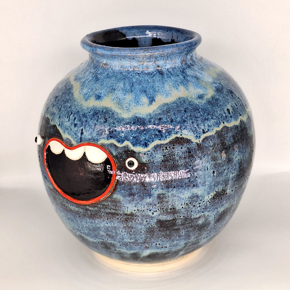 Thumbnail: Large Blob Moon Jar with Rutile Drippy Glaze