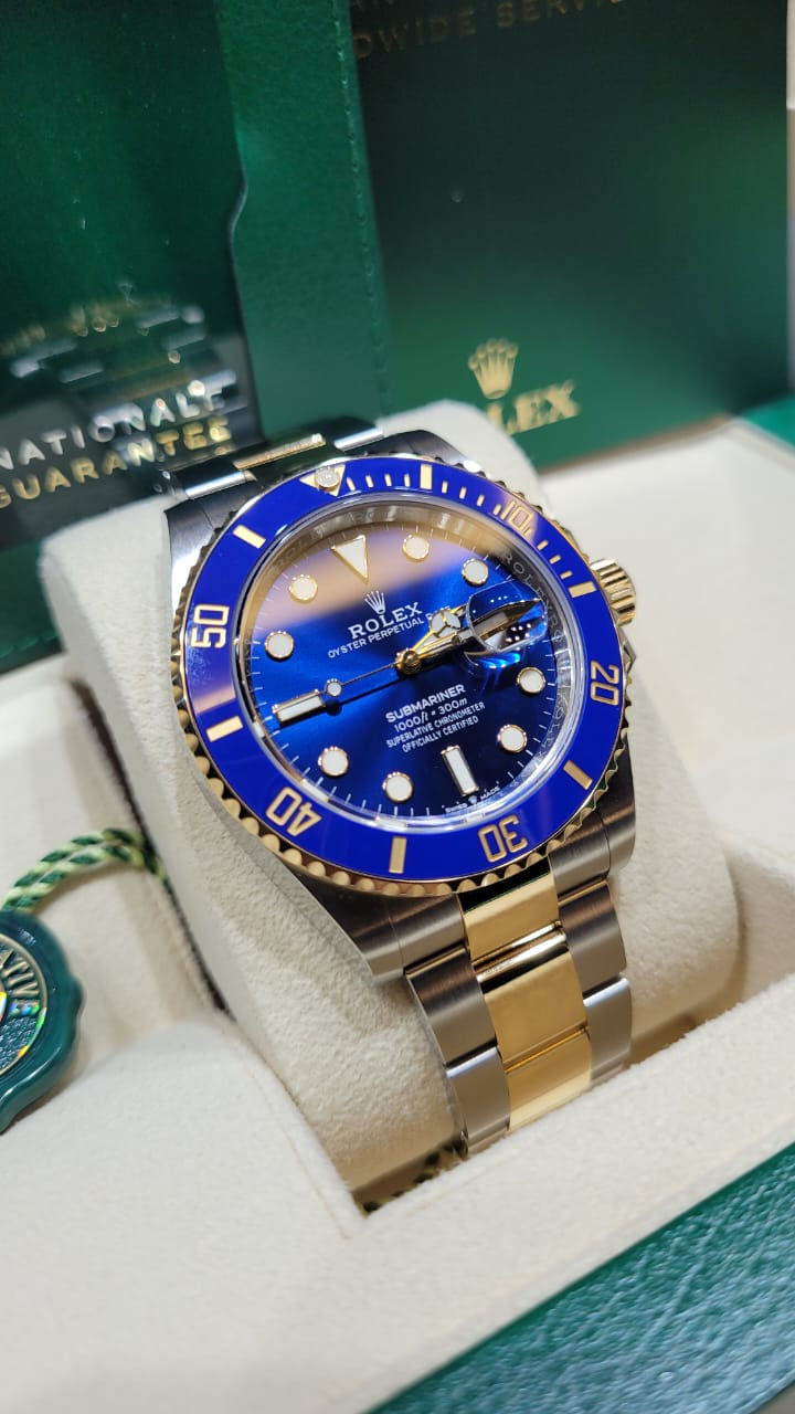 Thumbnail: Brand New~ Rolex Submariner Blue 18k Gold 41mm