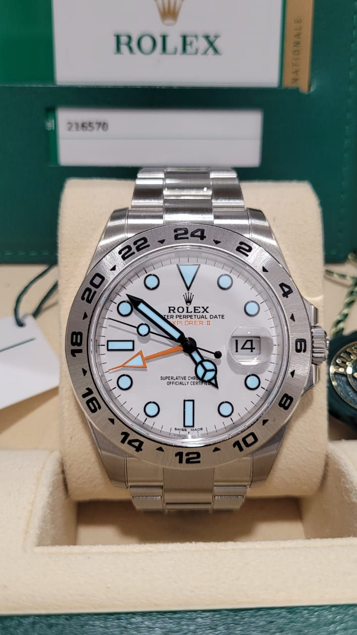 Rolex Explorer II 216570 Polar White 2019 Like New 99%