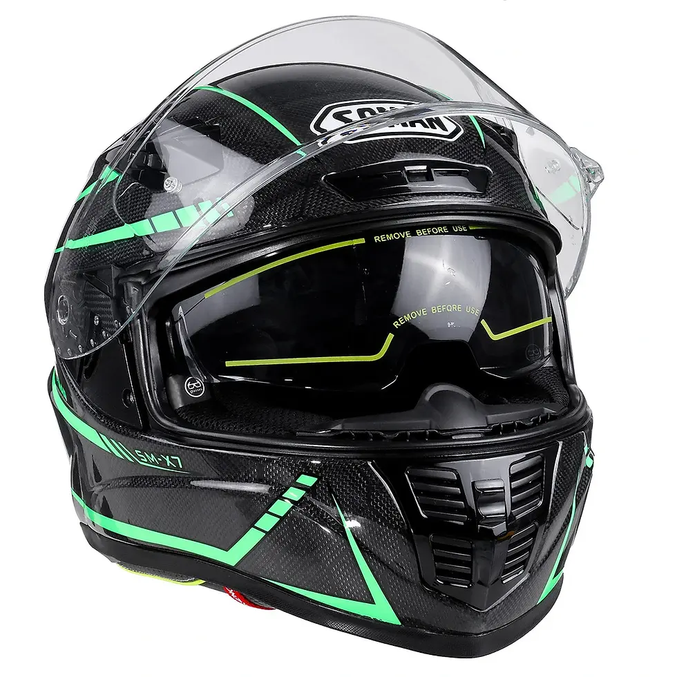 Thumbnail: AINSI L'HOMME 24K casque de moto fluorescent en Fiber de carbone casque intégral
