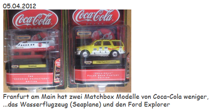 2012 Coca Cola Matchbox